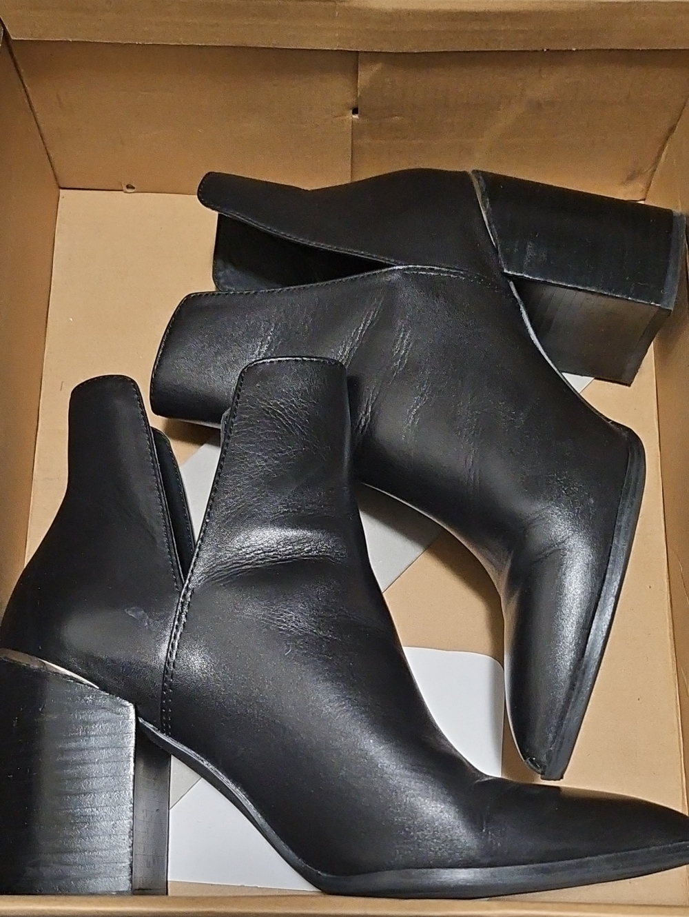 Steve Madden Kayla Women's Black Leather Ankle Booties with Block Heel
